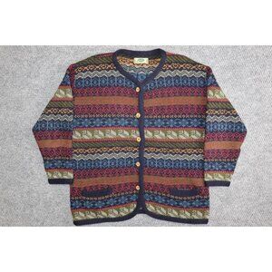 Vintage Icewear Wool Cardigan Sweater Wood Button Size Medium